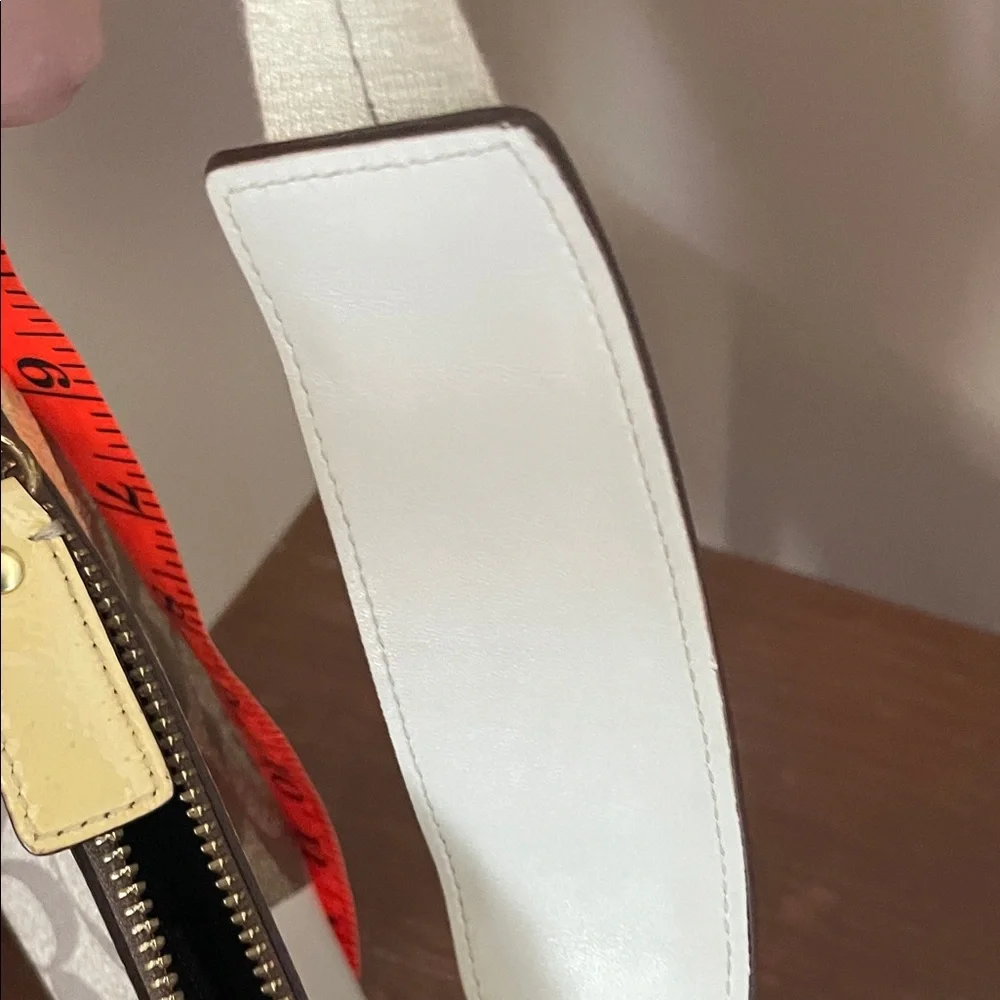 Coach Brown Signature Canvas Shoulder Bag with Cream Stripe